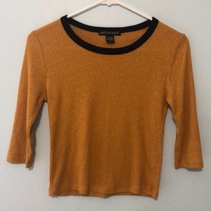 Mustard 3/4 Sleeve Crop Top